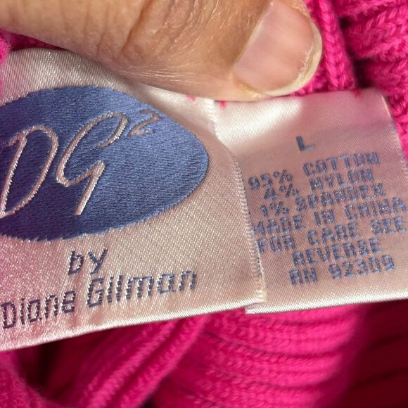 Diane Gilman DG2 Turtleneck Sweater Womens L Pink Half Sleeve Knit Ribbed New - Picture 10 of 10
